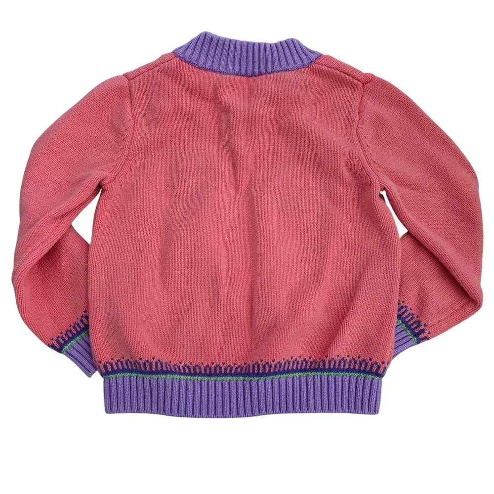Hanna Andersson Kids‎ Pink Nordic Fair Isle Snowflake Cotton Quarter Zip Sweater